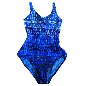 Essentials by Gottex Women's Swimsuit Blue Size 10 One-Piece  Swimwear READ